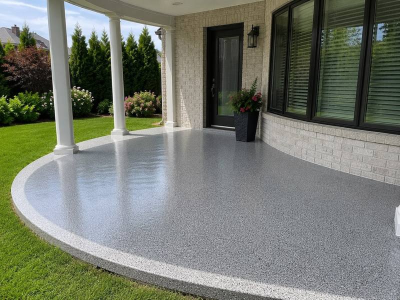 Flake coating on a curved patio slab in Durham Region